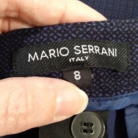 Mario Serrani Made in Italy Woman's Size 8 Blue Black Geometric Shape Trousers - Picture 3 of 13